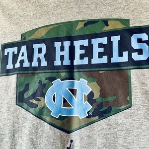 UNC North Carolina Tarheels Jordan Veterans Day Shirt with USA Flag on sleeve.